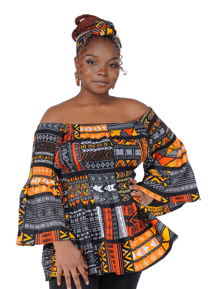African Ladies Smocked Peplum Blouse | One Size for wholesale by Satsuma Wholesale