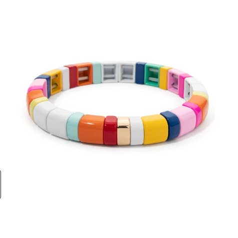 Malibu Sugar - Wholesale Beaded Bracelet - Assorted Colorful Tile Bracelets in Fall Color Hues!