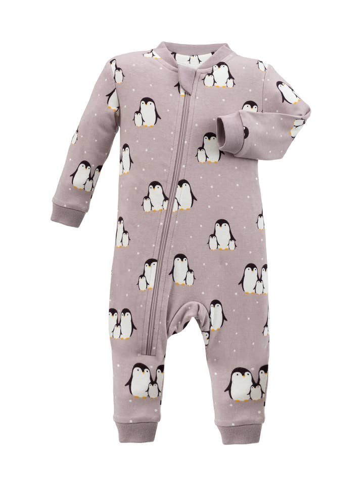 ZippyJamz – Engroshandel Natdragt – til baby – Huddle & Chill - Lilla - Økologisk Bomuld - Uden Fødder0
