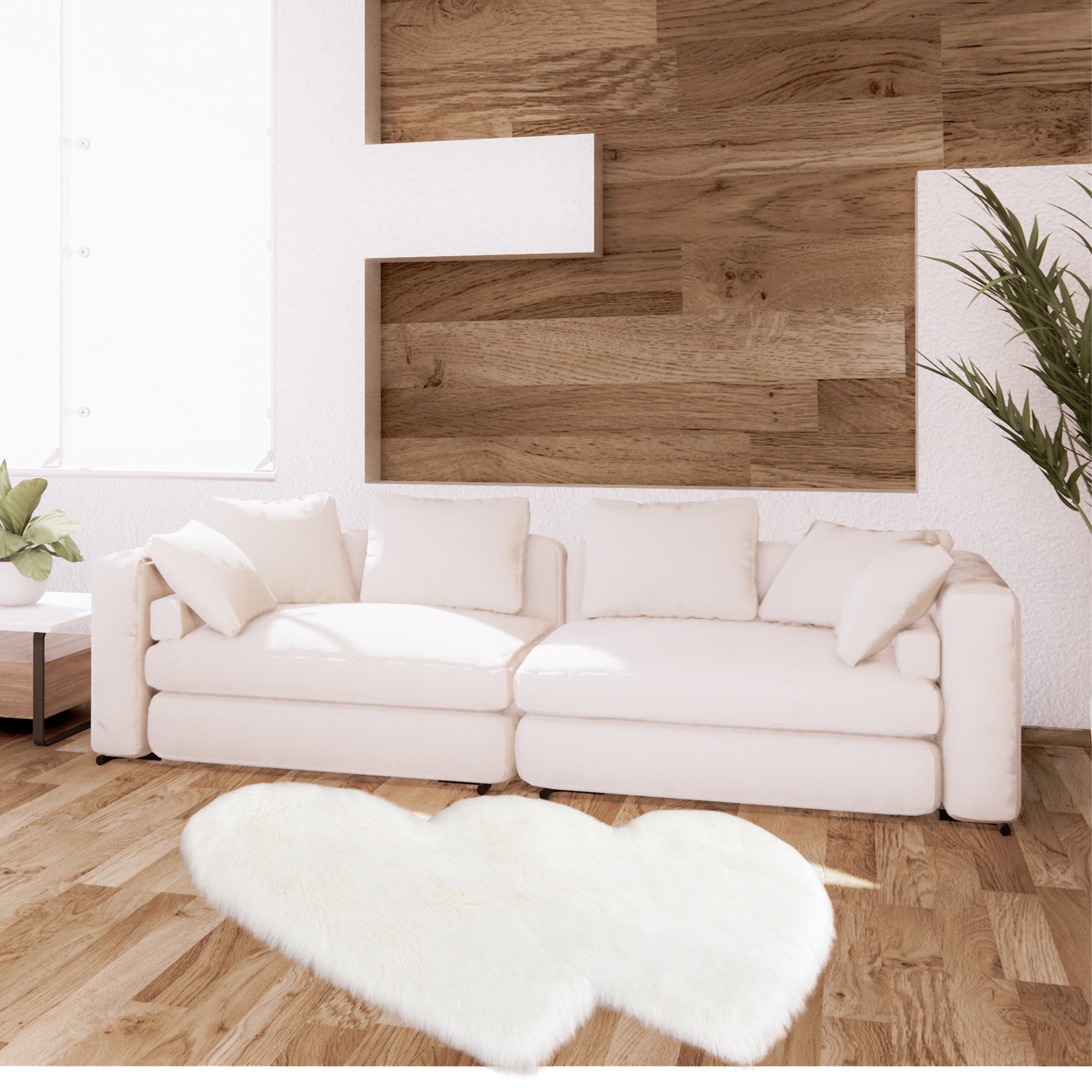 DrifWoo – wholesale Area rug – Fluffy Double Heart Mat Faux Non-slip Decorative Rug3