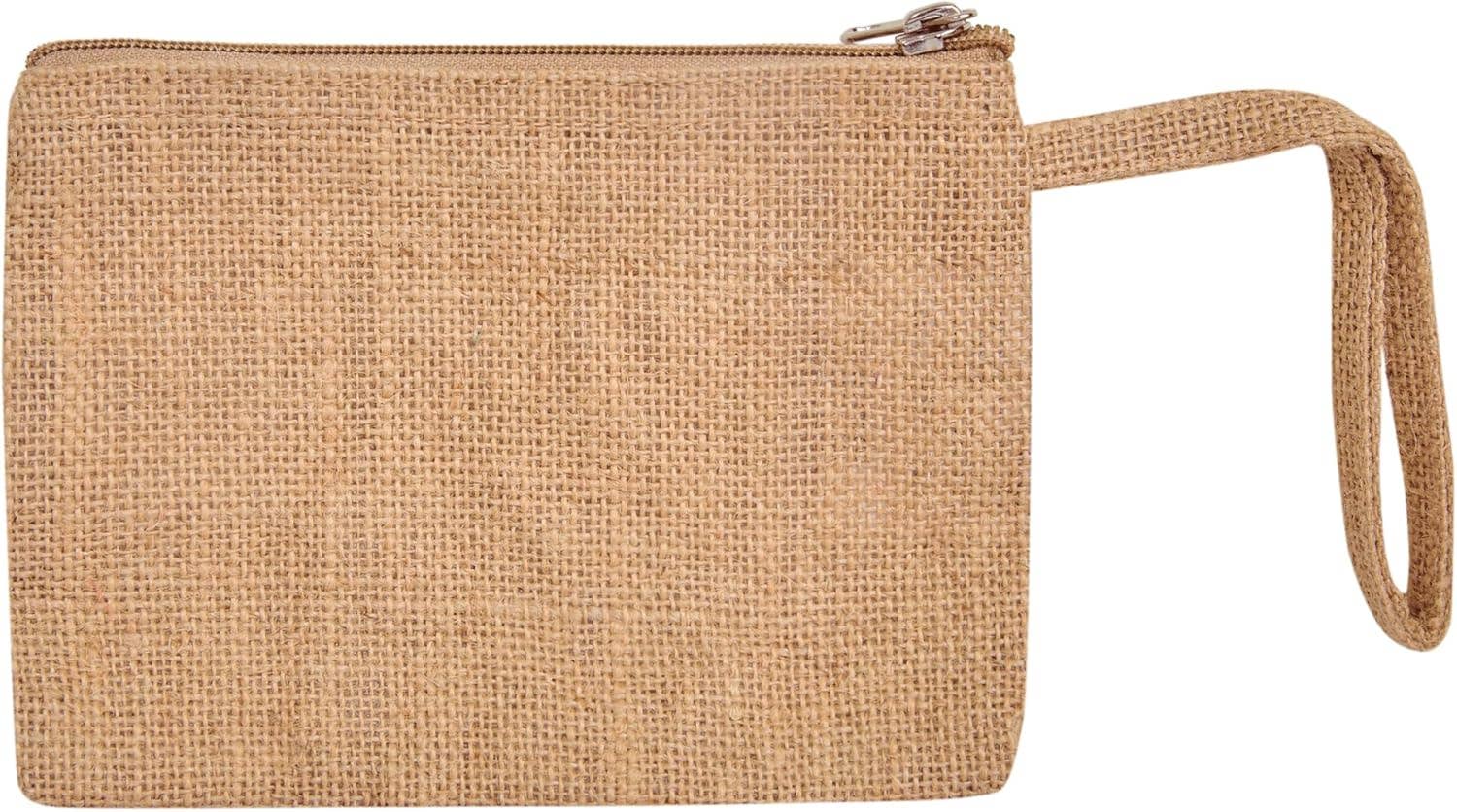 Alo Organic International – wholesale Make-up/cosmetic bag – Jute DIY Travel Cosmetic Bags for Women (5.11" H x 7.08 "L).