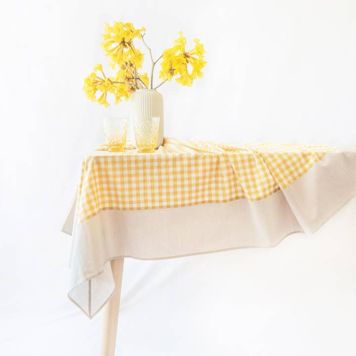 Guaria Tablecloth - Yellow/Beige for wholesale by Monday Moose