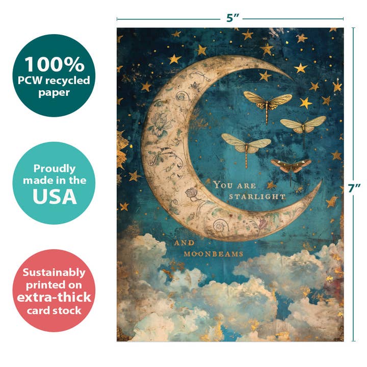 Tree-Free Greetings - Wholesale Everyday Greeting Card - Starlight Moonbeams Just Because SKU 22242
