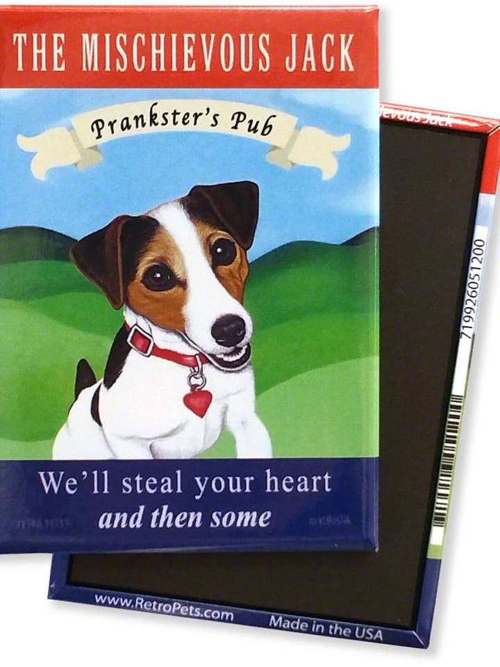 Ondeugende Jack Russell 4-Pack Koelkastmagneten voor wholesale door Retro Pets