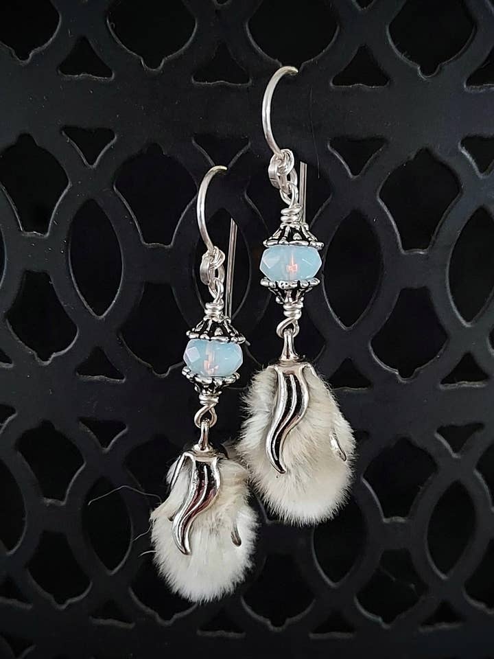 Opalite Pussywillow Dangle Earrings for wholesale by Baba Yaga