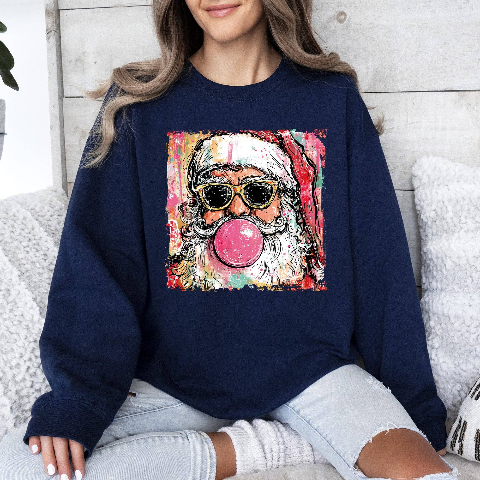 Refinery Number One LLC - Wholesale Graphic Sweatshirt - Unisex - Vintage Santa, Sketched Christmas Bubble Gum Cute Sweatshirt6