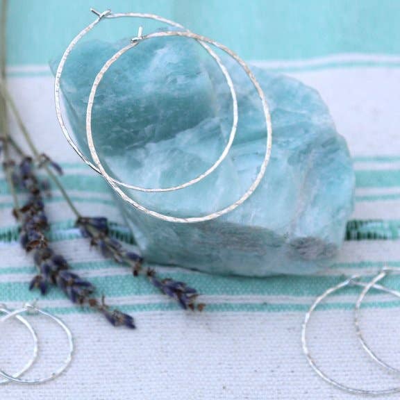 Classic Sterling Silver Hammered Hoops for wholesale by Hana Moriah
