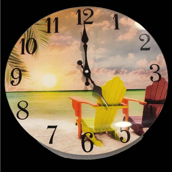 Sea Creations - Wholesale Wall clock - Beach Glass Chair Clock 13"0
