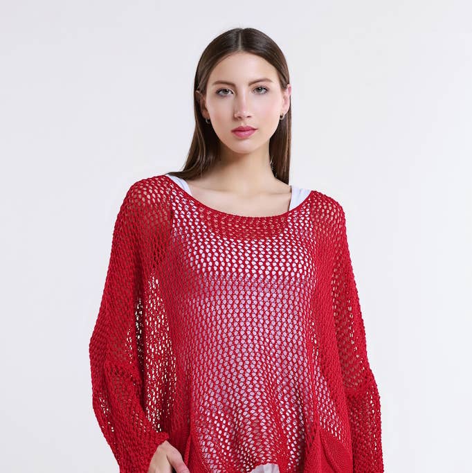 Lennox Open Knit Topper (BLS133) for wholesale by TINA Stephens Italy/Tees By Tina