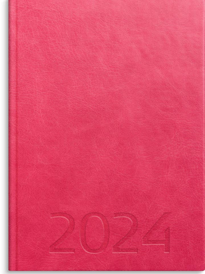 Kalender 2024 Ugentlig A5 lyserød kunstlæder for engroshandel hos Burde Publishing AB