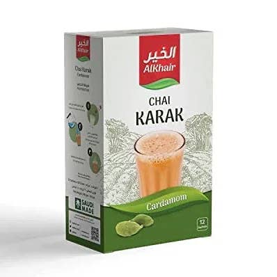 Alkhair Instant Karak Tea with Cardamom 240gm 12 Sachets for wholesale by SaniLLC