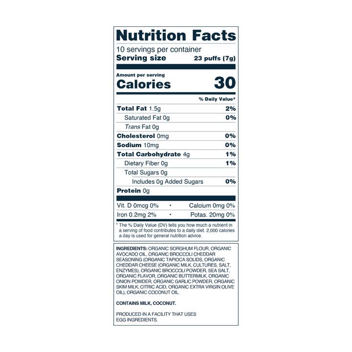 LesserEvil - Wholesale Puffed Snack - Lil' Puffs Broccoli Cheddar Blast, 2.5oz