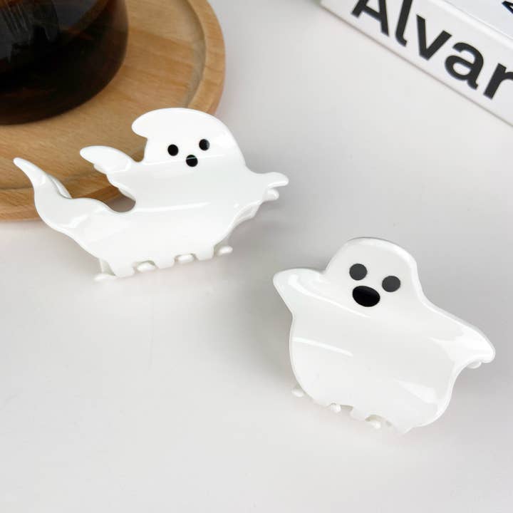 Cute White Ghost Hair Clip Halloween for wholesale by SoapElenGlen