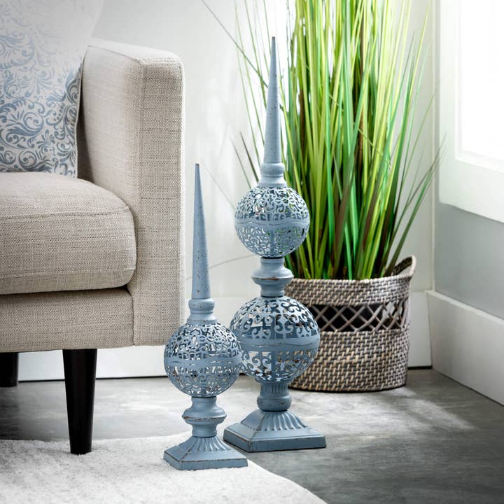 Sullivans Home Decor - Wholesale Decorative Figurine - Metal Tabletop Finial Set Of 2