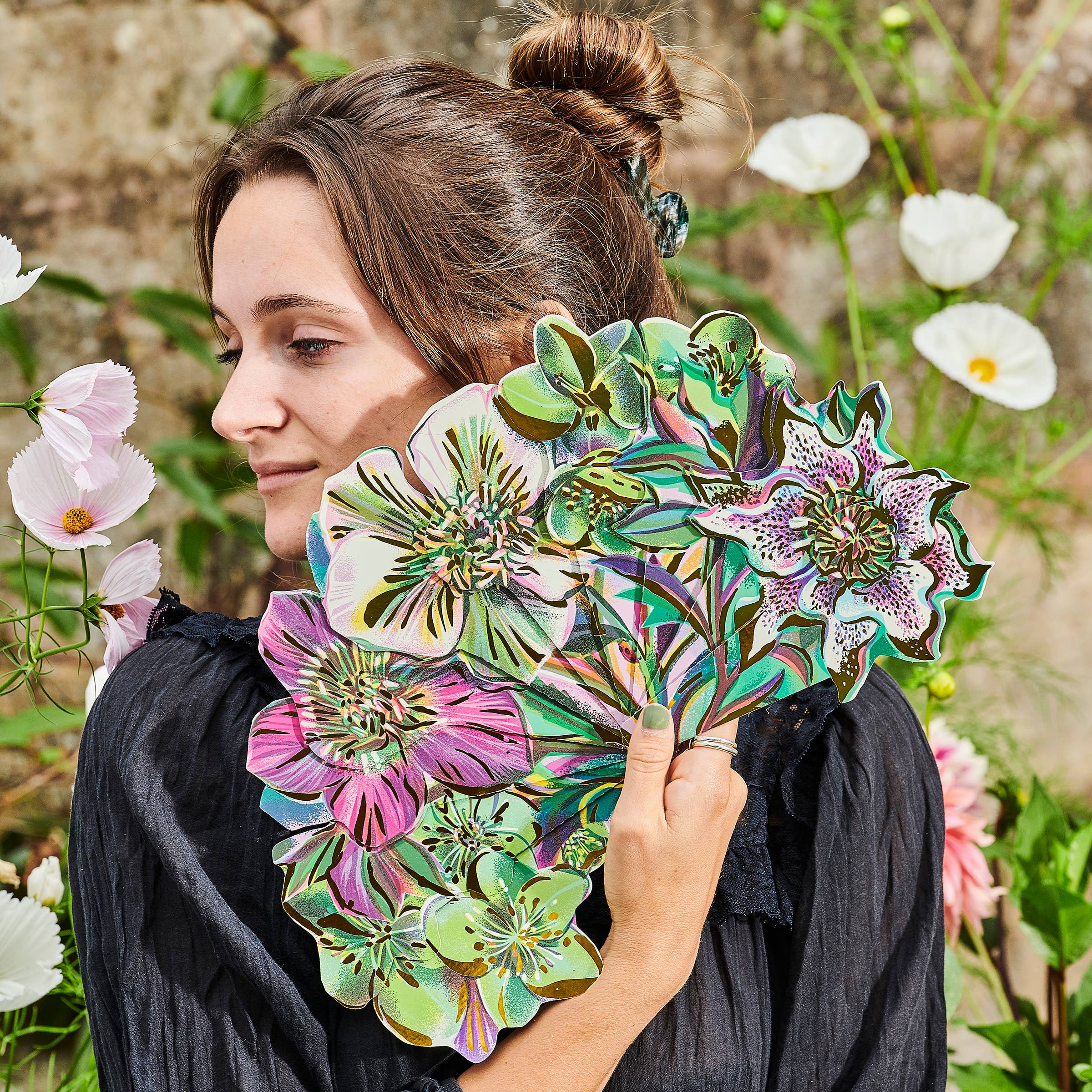 eeBoo - Wholesale Handheld Folding Fan - Asta's Flower Paper Fan Bundle4