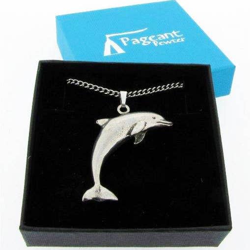 Pageant Pewter - Wholesale Pendant/Charm Necklace - Dolphin Pewter Pendant
