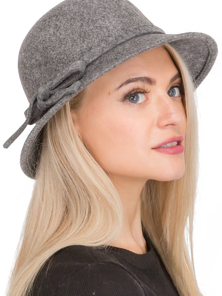 Heathered Poly Cotton Felt Cloche Bucket Hat for wholesale by Cap Zone