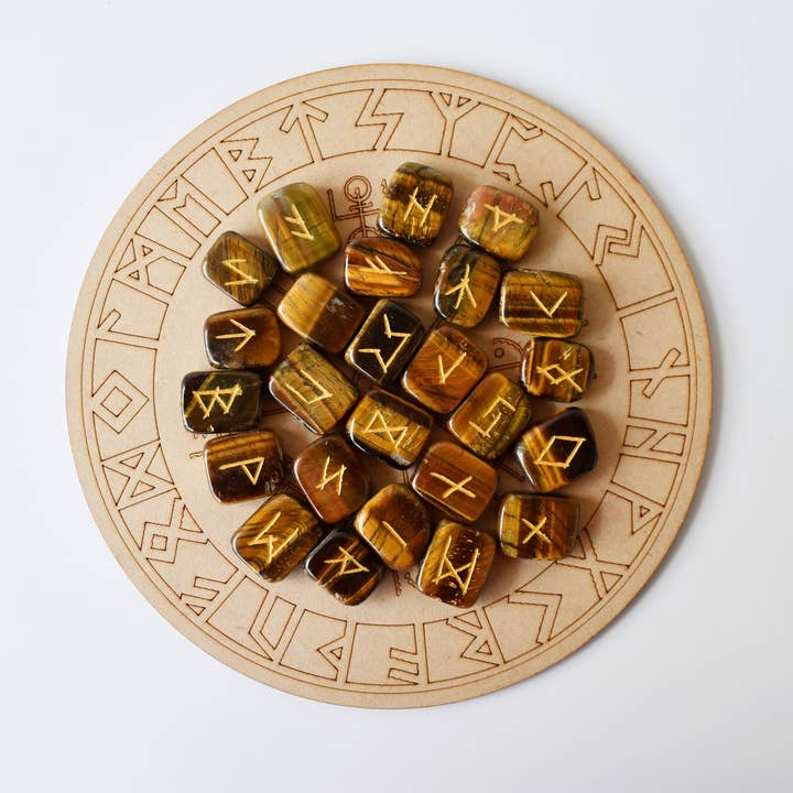 Soothing Crystals - Wholesale Spiritual Stone/Crystal - Futhark Rune Set | Tiger Eye | Rune Stones | Runic Crystals