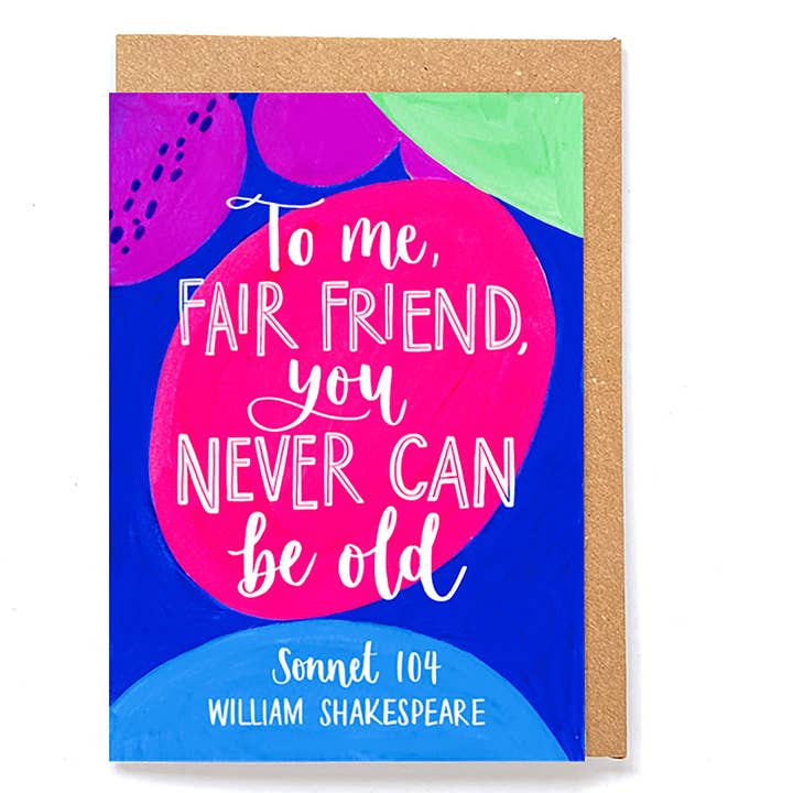 Shakespeare quote birthday card: 'To me, fair friend...' for wholesale by Now Then, Sunshine!