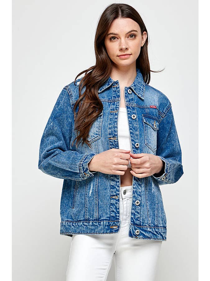 BLUE AGE – Großhandel Jeansjacke – Damen – Destroyed lässige Jeansjacke, JK-4031