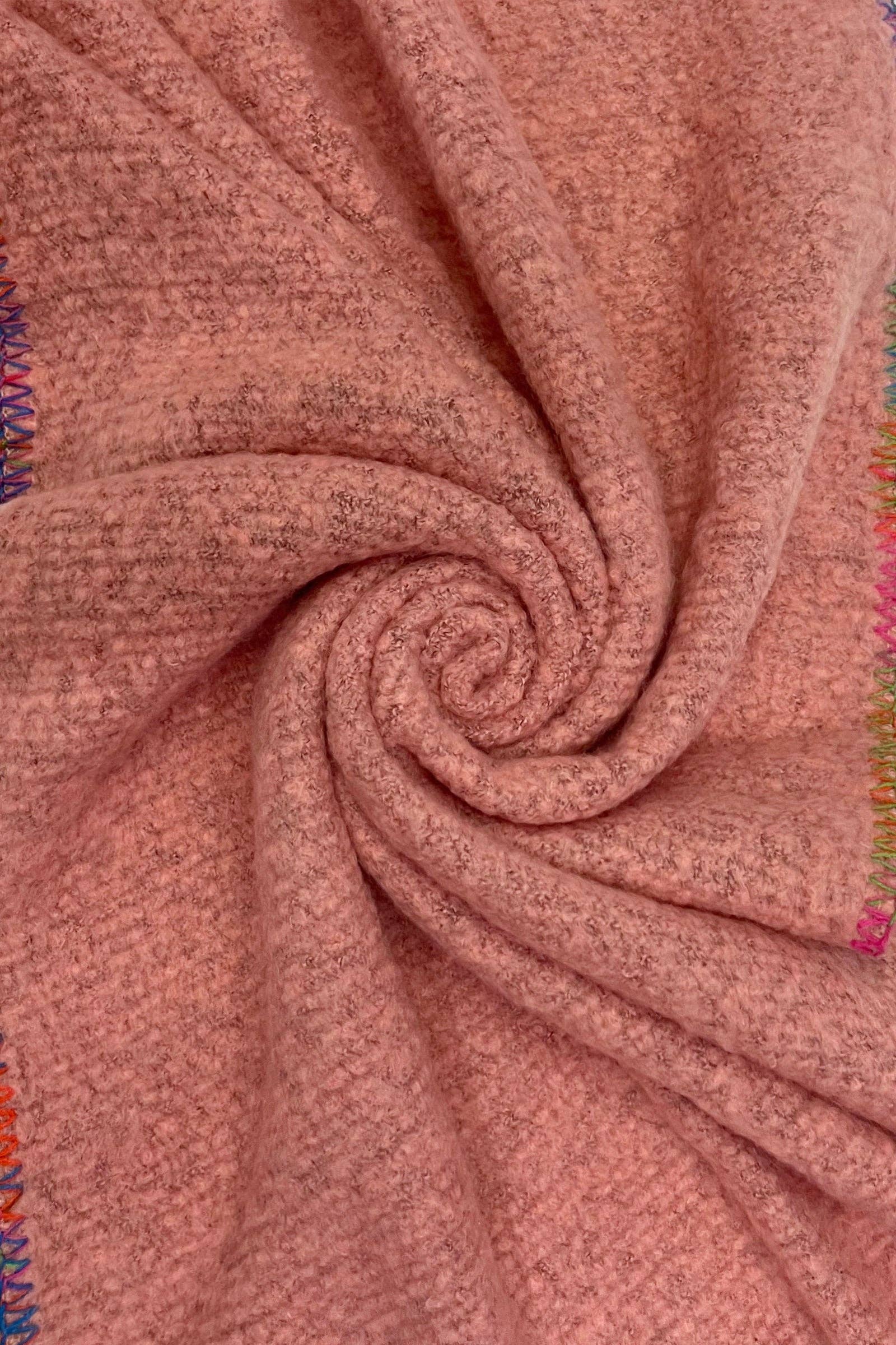 Fashion Scarf World - Wholesale Scarf - Women's - Plain Contrast Stitch Wool Diagonal Edge Scarf11