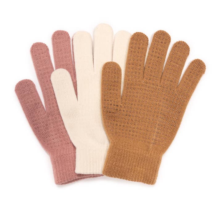 Muk Luks - Wholesale Gloves - Women's - MUK LUKS Women's 3 Pair Pack Basic Grip Dot Gloves