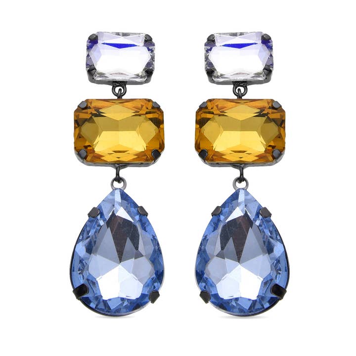 Blaue Kristallohrringe, vollendet in 18k Gelbgold - Ifar für den Großhandel von Luxenter