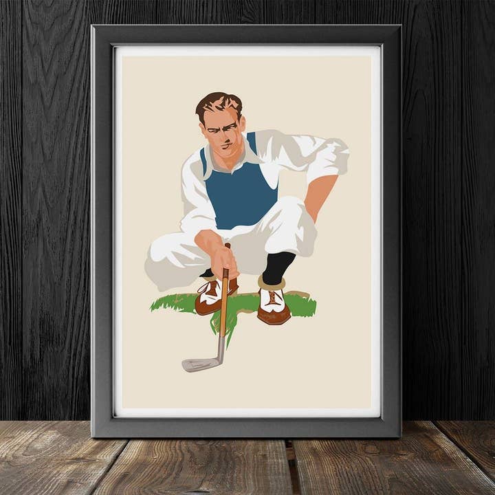 8" x 10 Golfer Lining Up A Putt Print for wholesale by Fridgedoor