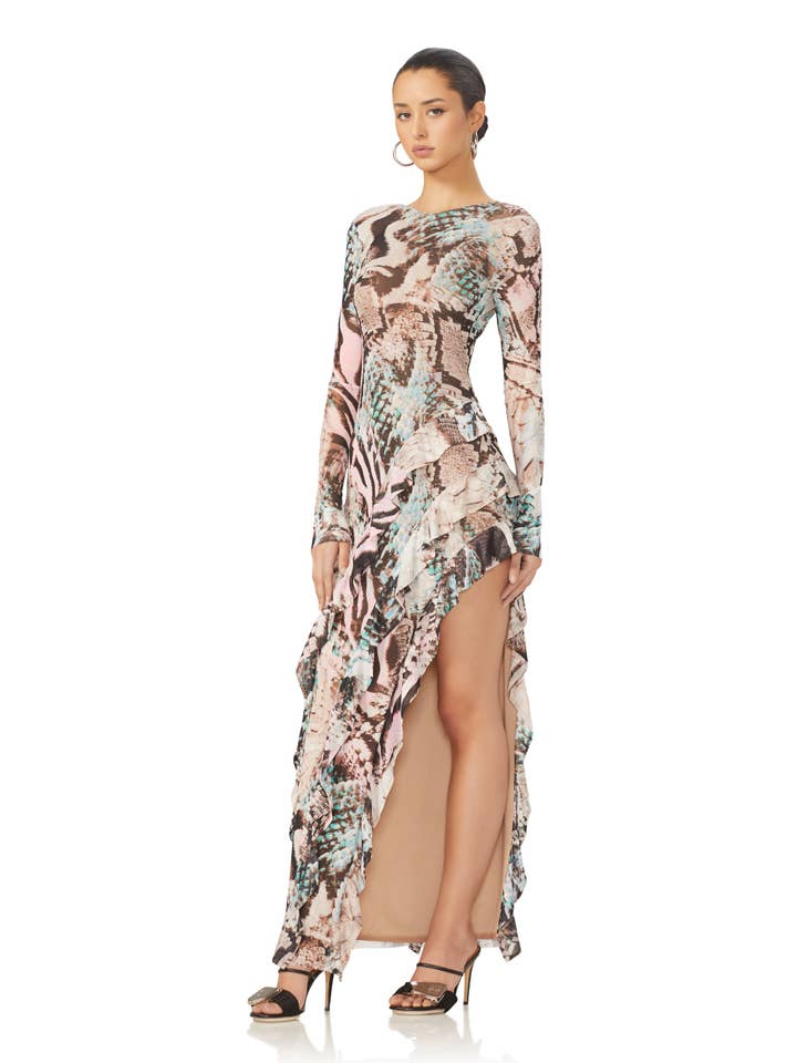 Jacie Dress - Aqua Mixed Animal for wholesale on Faire