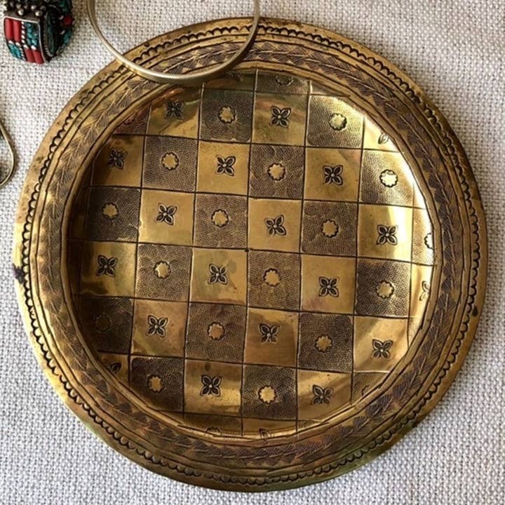 High crafty - Wholesale Decorative Tray - Moroccan Small Vintage Tray – Handmade Carved Metal, 16cm0