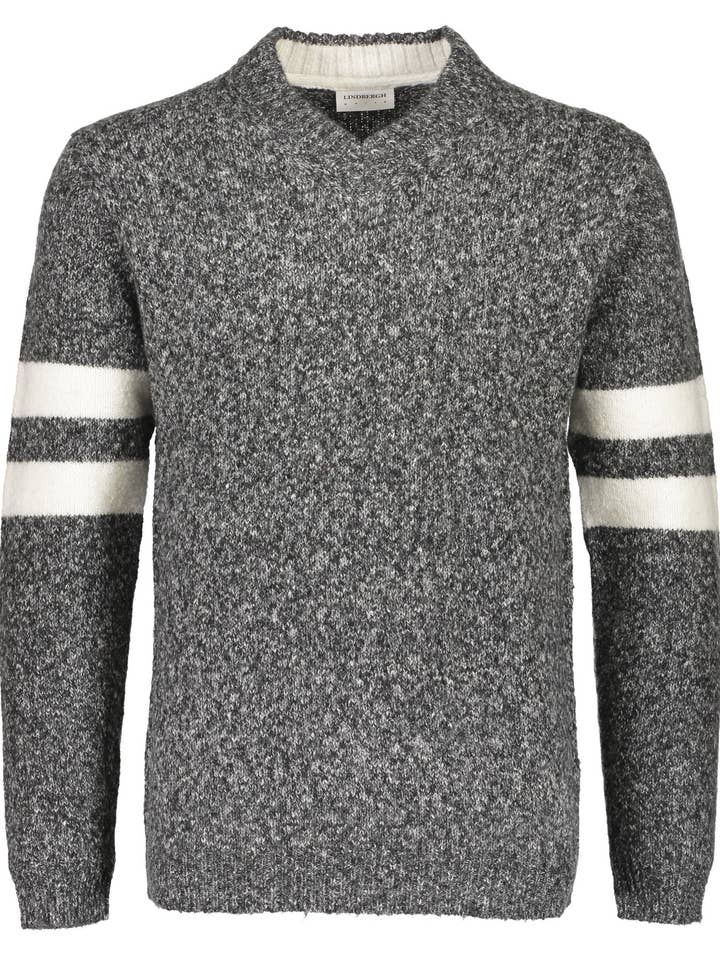 Contrast Melange V-Neck Knit Style: 30-80065 for wholesale by Lindbergh