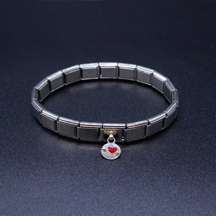 Natalia - Wholesale Individual Charm/Pendant - Italian Charm Bracelet Charms - 9mm Heart w/ Arrow Links4