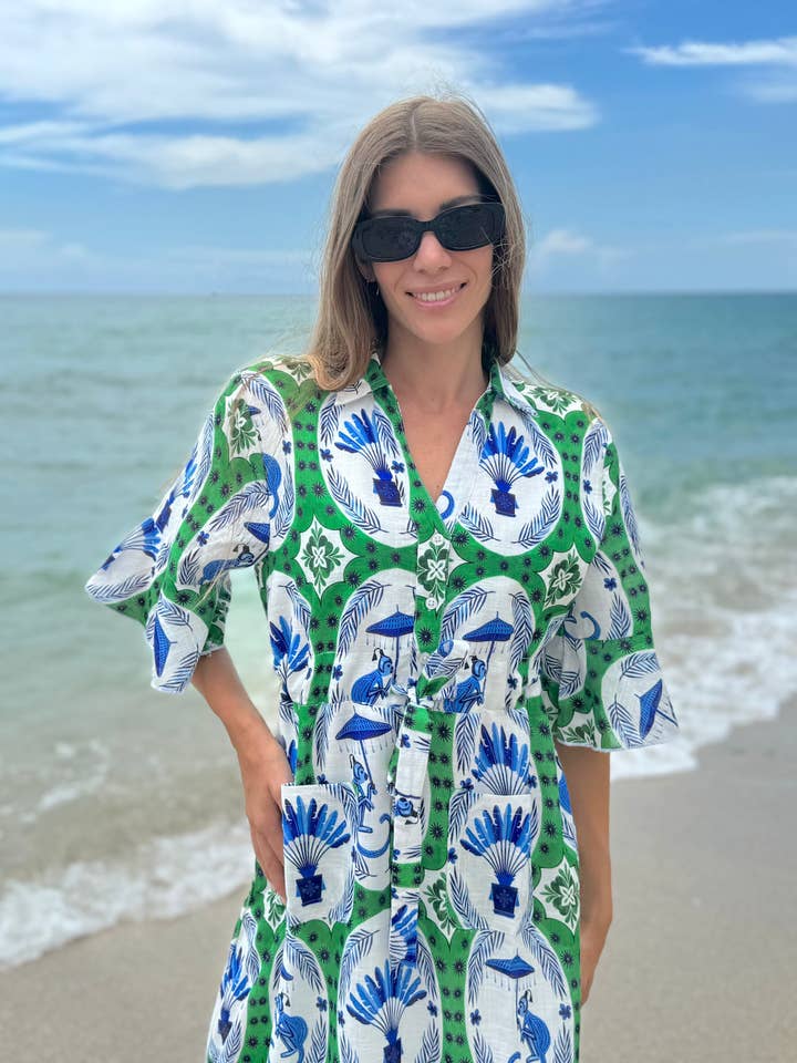 IslaPayal - Wholesale Cape - Women's - CAPE MIDI | MONKEY CHINOISERIE JADE3