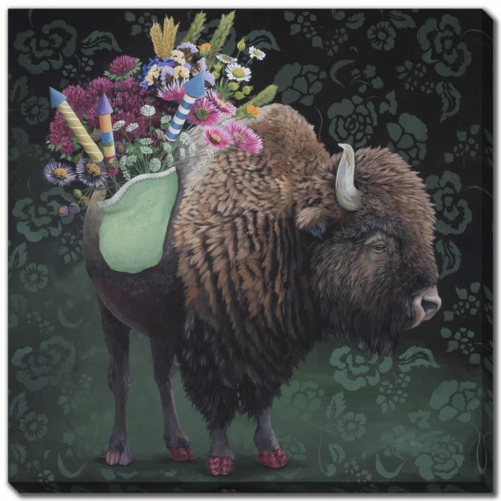 Celebratory Bison Printed 16x16 Canvas Wall Art for wholesale by Streamline Art