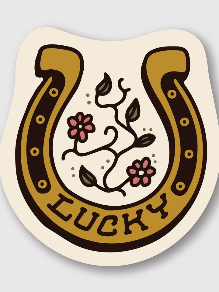 Lucky Horseshoe Sticker for wholesale by Pike Street Press