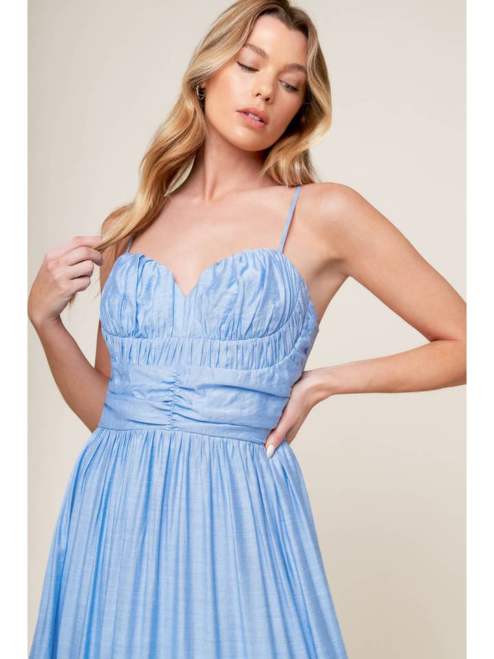LIGHT BLUE A solid woven maxi dress - ID22191 for wholesale on Faire