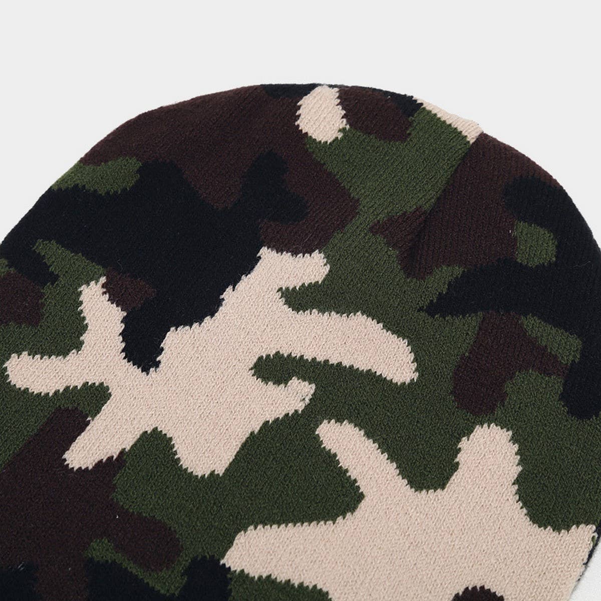 ACCITY - Wholesale Beanie - Unisex - CAMOUFLAGE JACQUARD ROLLED BRIM BEANIE KNITTED HAT_CWAH20782