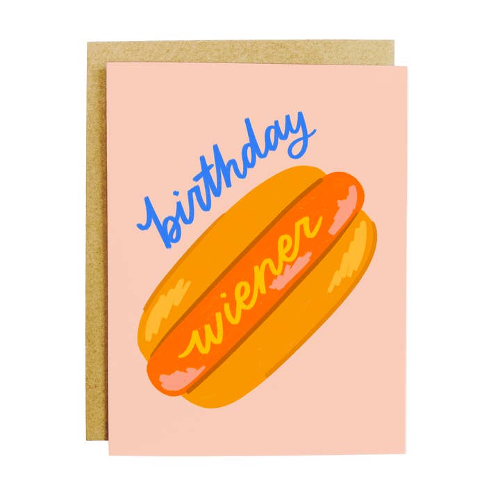Carte de vœux d'anniversaire Hot Dog Wiener pour la vente par KANDS.CO