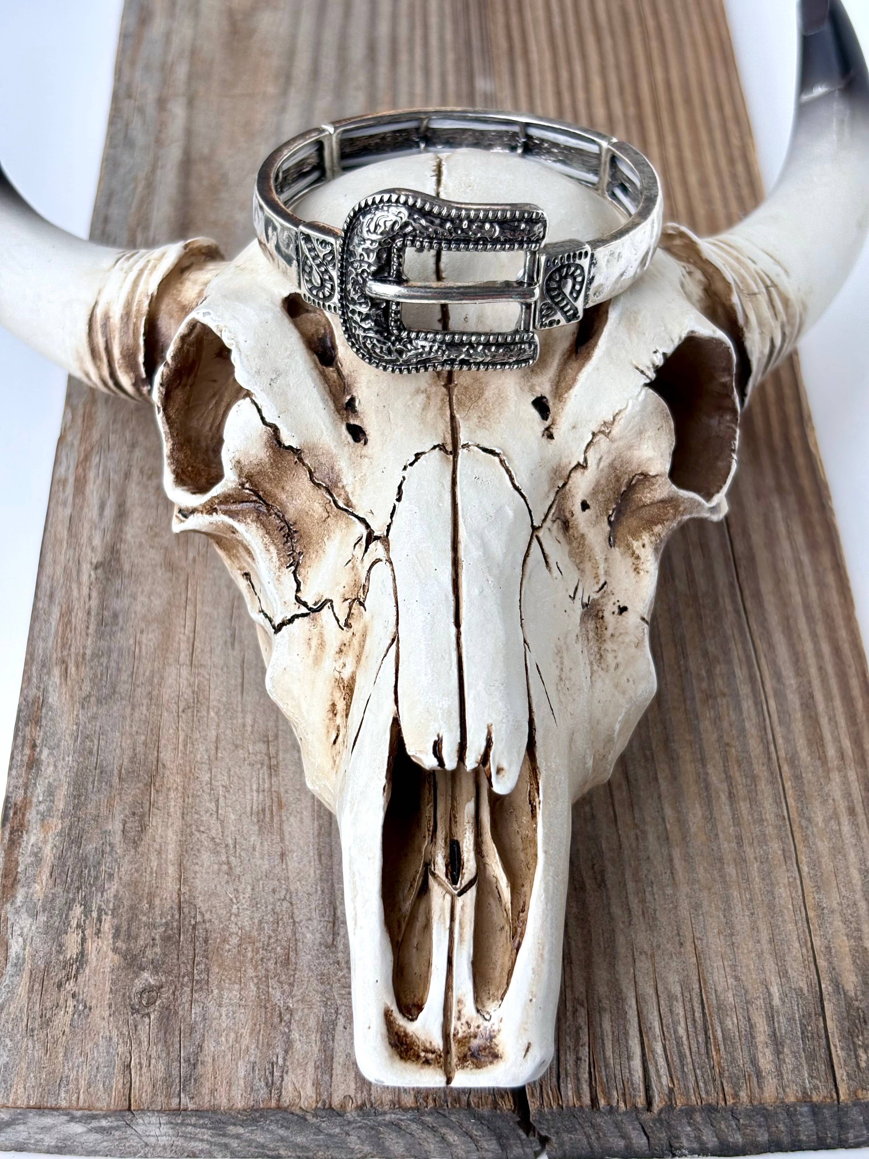 Boho Ranch Shop - Wholesale Bangle Bracelet - Western Belt Buckle Bar Bangle Stretch Bracelet4