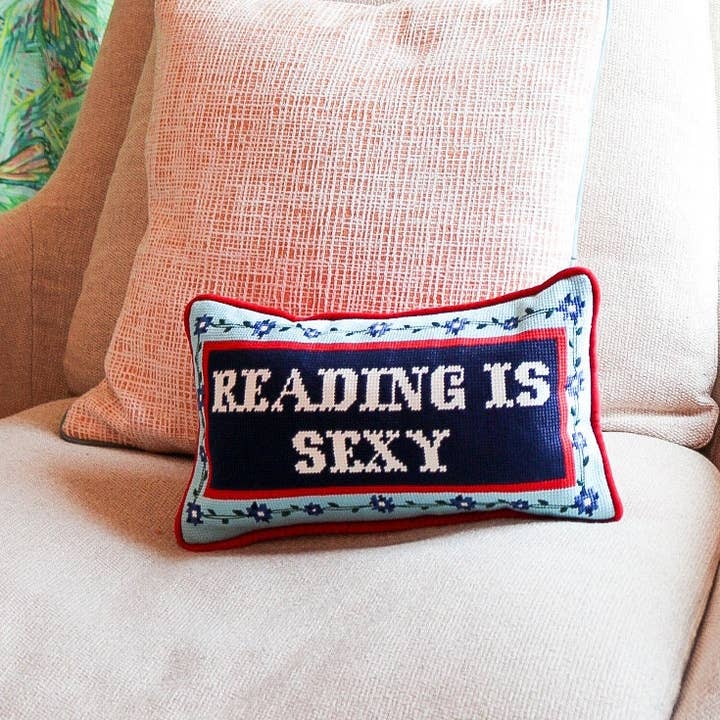 Southern Decorative - Wholesale Throw/Decorative Pillow - Reading is Sexy Needlepoint Pillow3