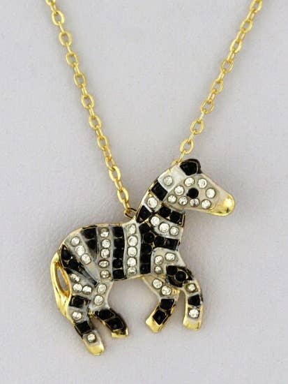 Zebra Stoned Pendant Necklace for wholesale by TheTizana