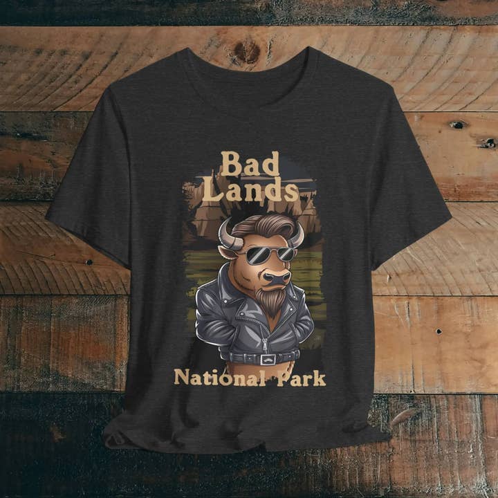 Park Service Apparel - Wholesale Screen Printed T-Shirt - Unisex - Bad Buffalo Badlands National Park Unisex Fit Soft T-shirt