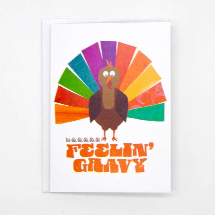Feelin’ Gravy Card – Funny, Retro, and Thanksgiving Cheer for wholesale by Kim Dettmer Art