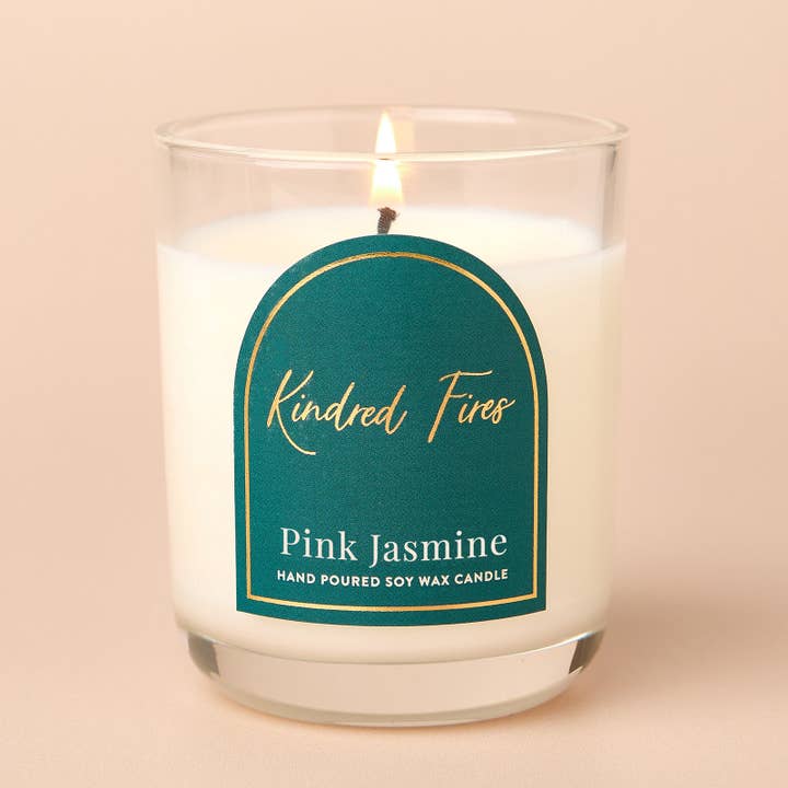 Pink Jasmine Scented Candle for wholesale by Kindred Fires