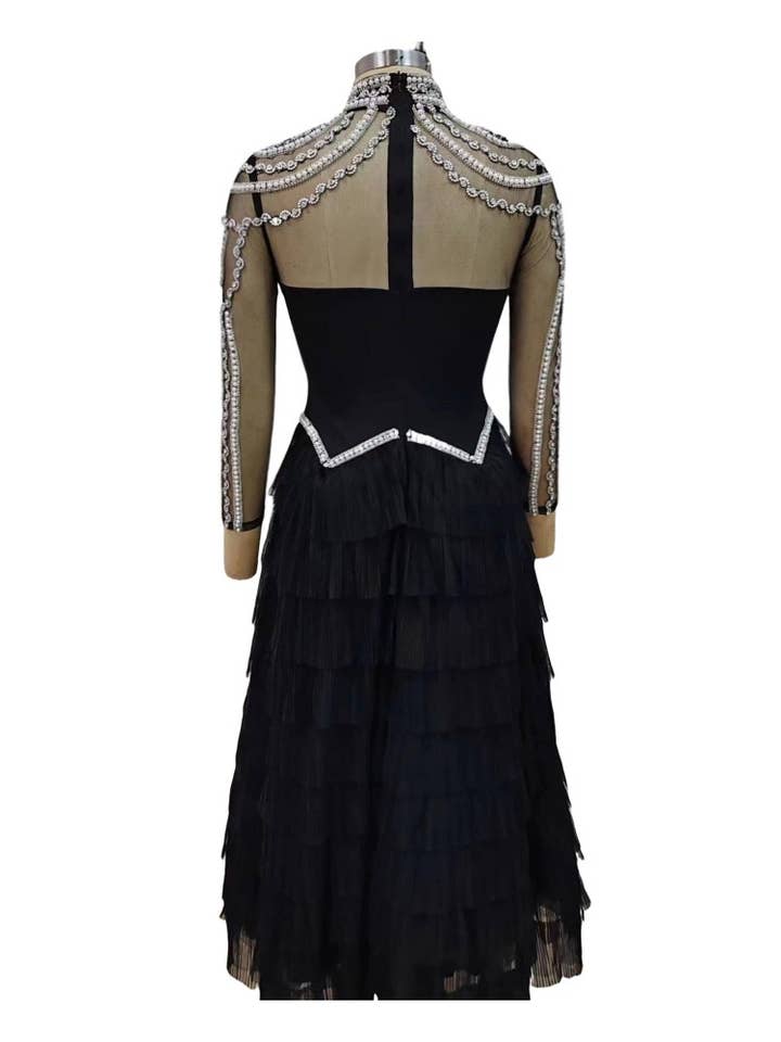 Black SY451 Luxury Handmade Beaded Dress with Fluffy Tulle Skirt for wholesale on Faire4