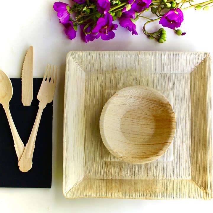 Engangsplader 100Pic10" Firkantet 100 stk Skål 300 skæreskiver for engroshandel hos Eco Elegant Table Ware