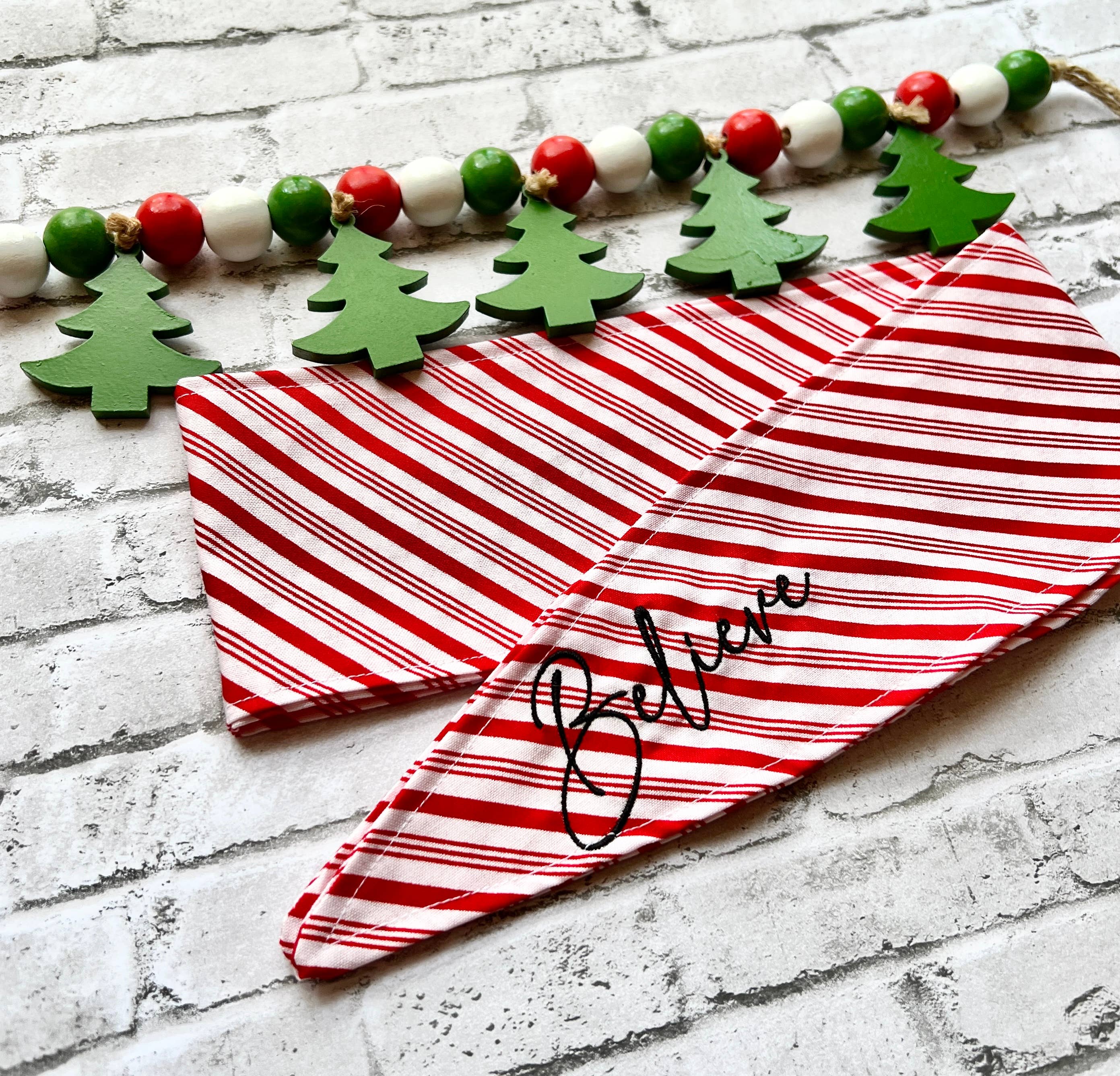 The Funky Soul - Wholesale Scarf - Women's - Believe Red & White Striped Christmas Ascot Scarf5