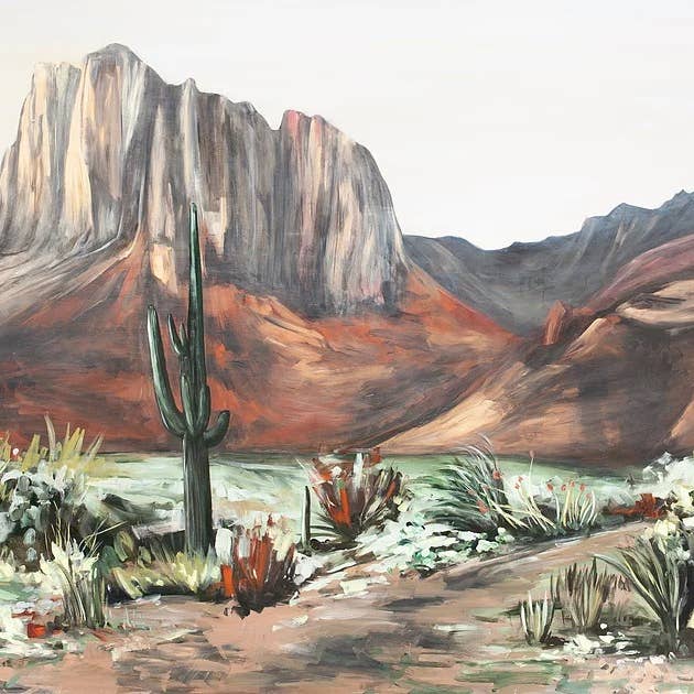 Desert cactus mountain landscape - West Texas canvas print for wholesale by Meredith Oneal Art