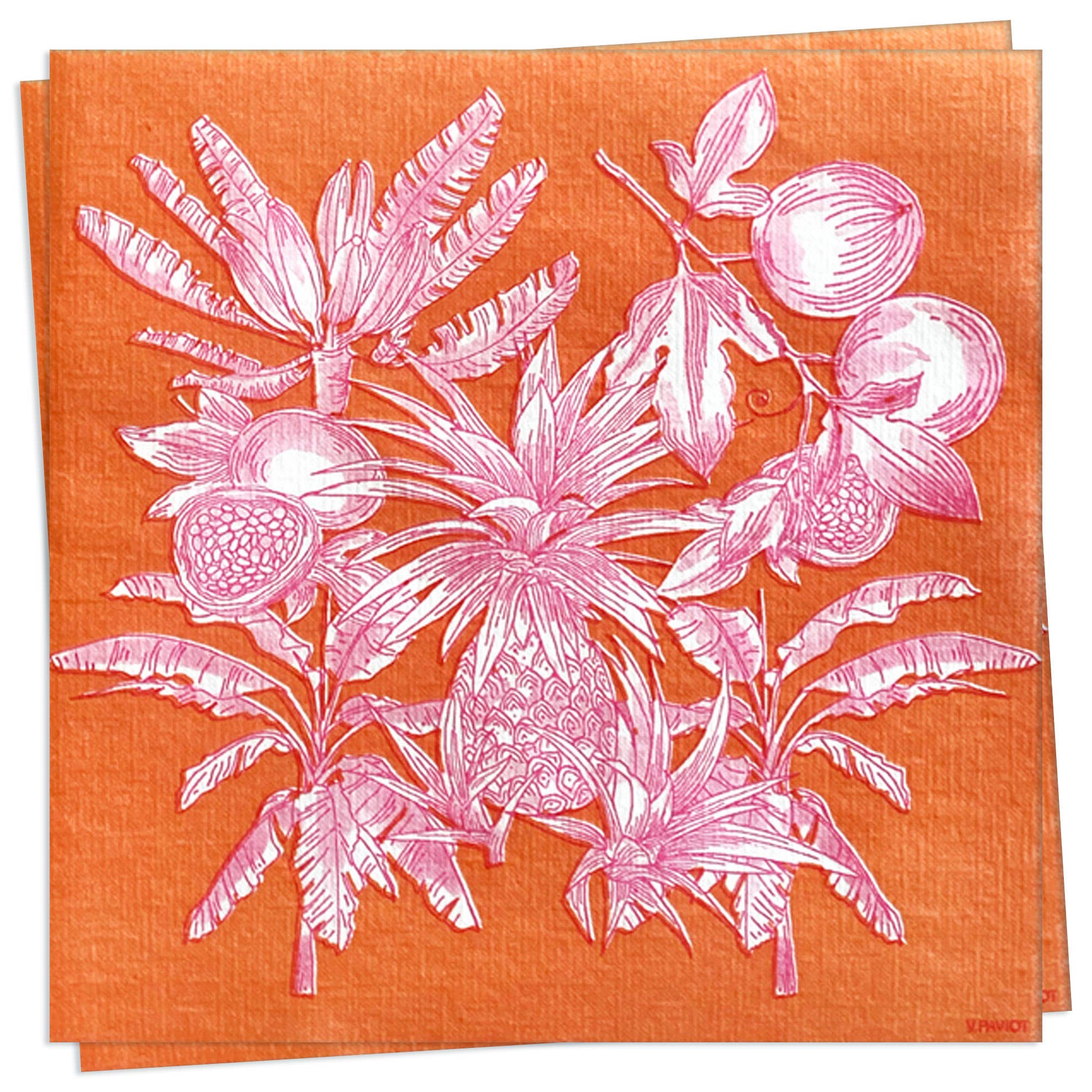 Trendy Table - Wholesale Disposable Napkin - Fruits Exotiques Orange - Paviot Cocktail Napkin0