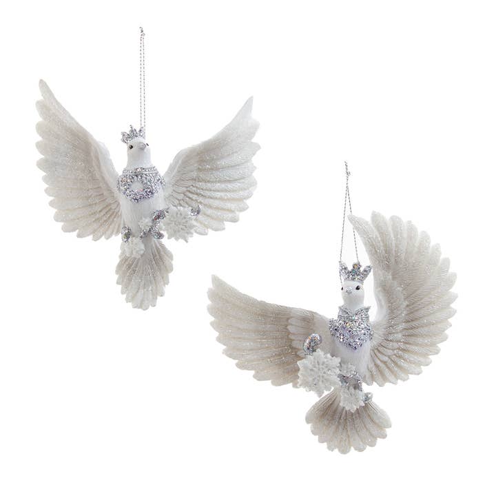 Kurt S. Adler, Inc. - Wholesale Ornament set - 5.13"Wht/Slv/Lav Flying Dove Orn 2a